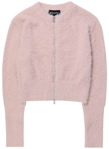 Hairy Knit Zip-up Cardigan(Blackpink Merch) WOOALONG