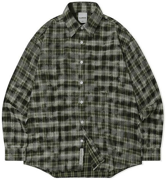 Overfit Damage Washed Check Shirt(LESSERAFIM Merch) FILLUMINATE