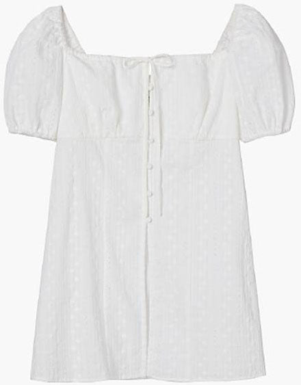 Eyelet Embroidered Puff Sleeve Blouse(IVE Merch) KUME