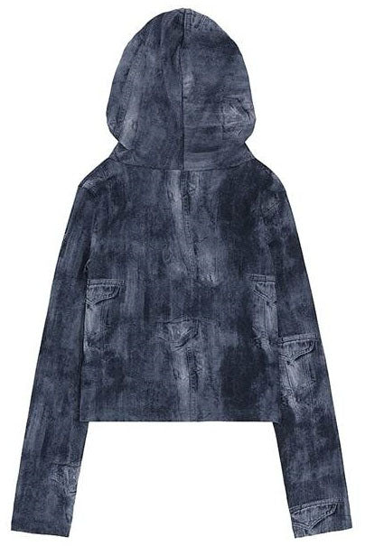 Denim See-Through Washing Cowl Hoodie(aespa Merch) NASTY FANCY CLUB