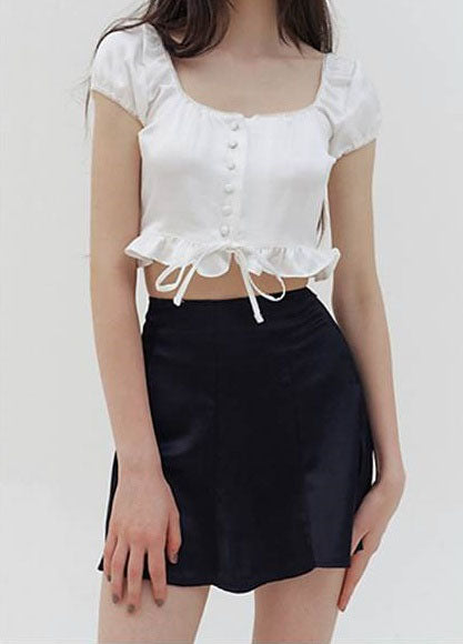 Baby White Semi Crop Blouse(IVE Merch) KINDABABY