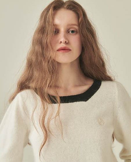 Square Neck Puff Angora Knit(IZONE Merch) RONRON