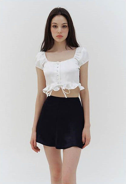 Baby White Semi Crop Blouse(IVE Merch) KINDABABY
