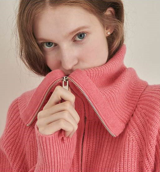 Sailor Half Zip Up Cashmere Knit Pink(TWICE Merch) RONRON