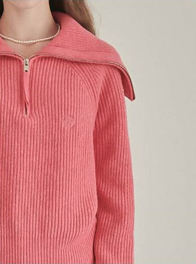 Sailor Half Zip Up Cashmere Knit Pink(TWICE Merch) RONRON